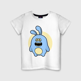 Детская футболка хлопок с принтом Толстый заяц в Новосибирске, 100% хлопок | круглый вырез горловины, полуприлегающий силуэт, длина до линии бедер | заяц | кролик | милй | странный | толстый