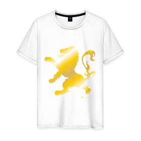 Мужская футболка хлопок с принтом The Lion Rampant в Новосибирске, 100% хлопок | прямой крой, круглый вырез горловины, длина до линии бедер, слегка спущенное плечо. | lion | rampant | герб | золото | лев