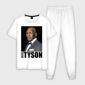 Мужская пижама хлопок с принтом Mike Tyson в Новосибирске, 100% хлопок | брюки и футболка прямого кроя, без карманов, на брюках мягкая резинка на поясе и по низу штанин
 | майк тайсон