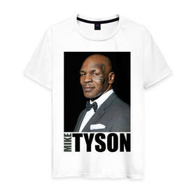 Мужская футболка хлопок с принтом Mike Tyson в Новосибирске, 100% хлопок | прямой крой, круглый вырез горловины, длина до линии бедер, слегка спущенное плечо. | Тематика изображения на принте: майк тайсон