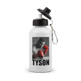 Бутылка спортивная с принтом Mike Tyson в Новосибирске, металл | емкость — 500 мл, в комплекте две пластиковые крышки и карабин для крепления | майк тайсон