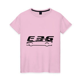 Женская футболка хлопок с принтом E36 в Новосибирске, 100% хлопок | прямой крой, круглый вырез горловины, длина до линии бедер, слегка спущенное плечо | bmw | e36 | автомобиль | бмв | е36