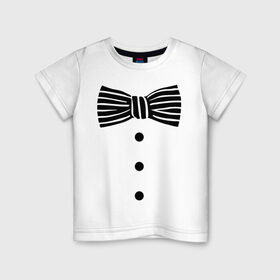 Детская футболка хлопок с принтом Галстук бабочка в полоску 2 в Новосибирске, 100% хлопок | круглый вырез горловины, полуприлегающий силуэт, длина до линии бедер | бабочка