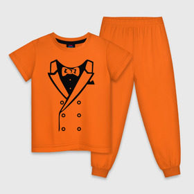 Детская пижама хлопок с принтом Двубортный пиджак в Новосибирске, 100% хлопок |  брюки и футболка прямого кроя, без карманов, на брюках мягкая резинка на поясе и по низу штанин
 | смокинг