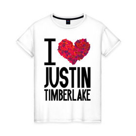 Женская футболка хлопок с принтом Justin Timberlake в Новосибирске, 100% хлопок | прямой крой, круглый вырез горловины, длина до линии бедер, слегка спущенное плечо | justin timberlake | pop | джастин тимберлейк | знаменитости | музыка | певец