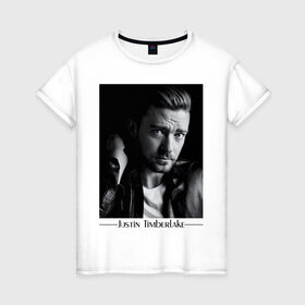 Женская футболка хлопок с принтом Justin Timberlake в Новосибирске, 100% хлопок | прямой крой, круглый вырез горловины, длина до линии бедер, слегка спущенное плечо | justin timberlake | pop | джастин тимберлейк | знаменитости | музыка | певец