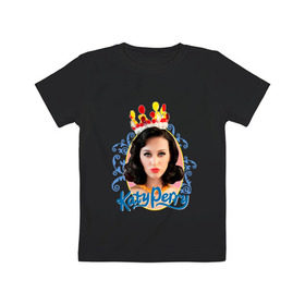 Детская футболка хлопок с принтом Katy Perry в Новосибирске, 100% хлопок | круглый вырез горловины, полуприлегающий силуэт, длина до линии бедер | Тематика изображения на принте: katy perry | pop | знаменитости | корона | кэти перри | музыка | певица