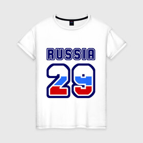 Женская футболка хлопок с принтом Russia - 29 (Архангельская область) в Новосибирске, 100% хлопок | прямой крой, круглый вырез горловины, длина до линии бедер, слегка спущенное плечо | 49 | russia | архангельск | номер | регион | россия