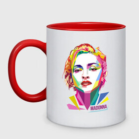 Кружка двухцветная с принтом Мадонна в Новосибирске, керамика | объем — 330 мл, диаметр — 80 мм. Цветная ручка и кайма сверху, в некоторых цветах — вся внутренняя часть | Тематика изображения на принте: madonna | wpap | знаменитости | мадонна