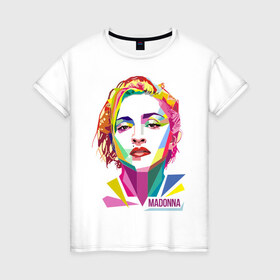 Женская футболка хлопок с принтом Мадонна в Новосибирске, 100% хлопок | прямой крой, круглый вырез горловины, длина до линии бедер, слегка спущенное плечо | madonna | wpap | знаменитости | мадонна