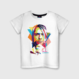 Детская футболка хлопок с принтом Kurt Cobain в Новосибирске, 100% хлопок | круглый вырез горловины, полуприлегающий силуэт, длина до линии бедер | Тематика изображения на принте: kurt cobain | nirvana | pock | wpap | знаменитости | курт кобейн | нирвана | рок