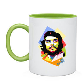 Кружка двухцветная с принтом Che Guevara в Новосибирске, керамика | объем — 330 мл, диаметр — 80 мм. Цветная ручка и кайма сверху, в некоторых цветах — вся внутренняя часть | че гевара