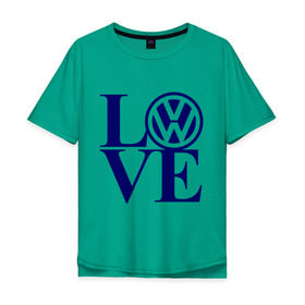 Мужская футболка хлопок Oversize с принтом Volkswagen love в Новосибирске, 100% хлопок | свободный крой, круглый ворот, “спинка” длиннее передней части | love | volkswagen | любовь | фольксваген