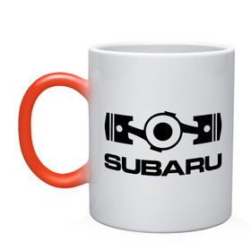 Кружка хамелеон с принтом Subaru в Новосибирске, керамика | меняет цвет при нагревании, емкость 330 мл | Тематика изображения на принте: logo | sti | subaru | авто | лого | субарик | субару
