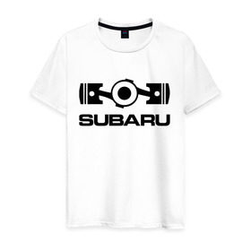 Мужская футболка хлопок с принтом Subaru в Новосибирске, 100% хлопок | прямой крой, круглый вырез горловины, длина до линии бедер, слегка спущенное плечо. | logo | sti | subaru | авто | лого | субарик | субару
