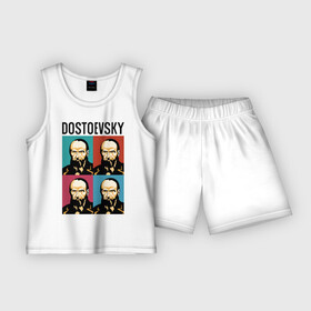 Детская пижама с шортами хлопок с принтом Достоевский в Новосибирске,  |  | dostoevsky | достоевский | книга | писатель