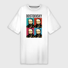 Платье-футболка хлопок с принтом Достоевский в Новосибирске,  |  | dostoevsky | достоевский | книга | писатель