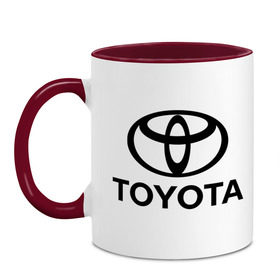 Кружка двухцветная с принтом Toyota Logo в Новосибирске, керамика | объем — 330 мл, диаметр — 80 мм. Цветная ручка и кайма сверху, в некоторых цветах — вся внутренняя часть | logo | toyota | логотип | тойота