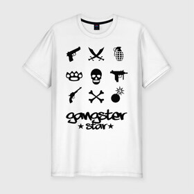 Мужская футболка премиум с принтом Gangster Star в Новосибирске, 92% хлопок, 8% лайкра | приталенный силуэт, круглый вырез ворота, длина до линии бедра, короткий рукав | 