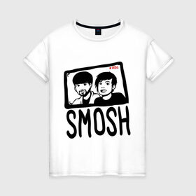 Женская футболка хлопок с принтом RusSmosh в Новосибирске, 100% хлопок | прямой крой, круглый вырез горловины, длина до линии бедер, слегка спущенное плечо | blogger | russmosh | smosh | youtube | блоггер | смош | шоу | ютубер