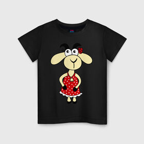 Детская футболка хлопок с принтом Козочка в Новосибирске, 100% хлопок | круглый вырез горловины, полуприлегающий силуэт, длина до линии бедер | Тематика изображения на принте: 2015 | баран | барашек | коза | козочка | новый год | овечка | овца | рога | рождество | роза