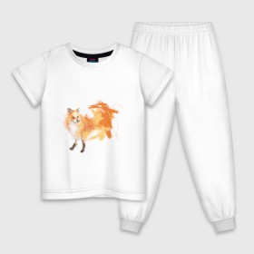 Детская пижама хлопок с принтом Лиса акварель в Новосибирске, 100% хлопок |  брюки и футболка прямого кроя, без карманов, на брюках мягкая резинка на поясе и по низу штанин
 | fox | акварель | животные | лисы | мило