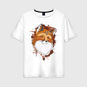 Женская футболка хлопок Oversize с принтом Лиса в Новосибирске, 100% хлопок | свободный крой, круглый ворот, спущенный рукав, длина до линии бедер
 | fox | акварель | животные | лисы | мило