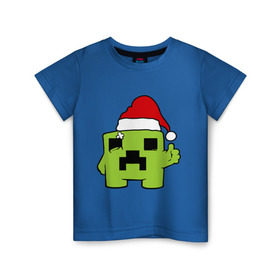Детская футболка хлопок с принтом Minecraft в Новосибирске, 100% хлопок | круглый вырез горловины, полуприлегающий силуэт, длина до линии бедер | 2015 | minecraft | игры | маинкрафт | новый год | шапка