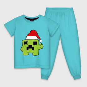 Детская пижама хлопок с принтом Minecraft в Новосибирске, 100% хлопок |  брюки и футболка прямого кроя, без карманов, на брюках мягкая резинка на поясе и по низу штанин
 | 2015 | minecraft | игры | маинкрафт | новый год | шапка