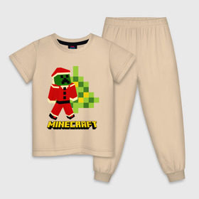 Детская пижама хлопок с принтом Minecraft в Новосибирске, 100% хлопок |  брюки и футболка прямого кроя, без карманов, на брюках мягкая резинка на поясе и по низу штанин
 | 2015 | minecraft | ёлка | игры | маинкрафт | новый год | шапка