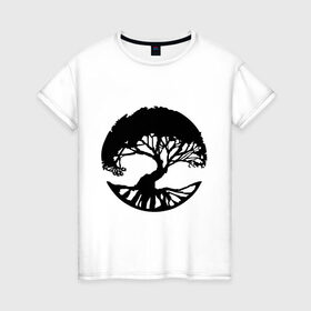 Женская футболка хлопок с принтом Дивергент - Дружелюбие в Новосибирске, 100% хлопок | прямой крой, круглый вырез горловины, длина до линии бедер, слегка спущенное плечо | дерево | дивергент | дружелюбие