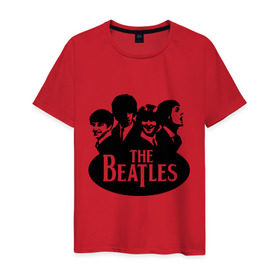 Мужская футболка хлопок с принтом The Beatles 1 в Новосибирске, 100% хлопок | прямой крой, круглый вырез горловины, длина до линии бедер, слегка спущенное плечо. | beatles | harrison | lennon | mccartmey | starr | битлз