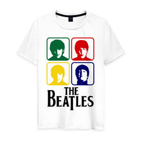 Мужская футболка хлопок с принтом The Beatles в Новосибирске, 100% хлопок | прямой крой, круглый вырез горловины, длина до линии бедер, слегка спущенное плечо. | beatles | битлз | битлы