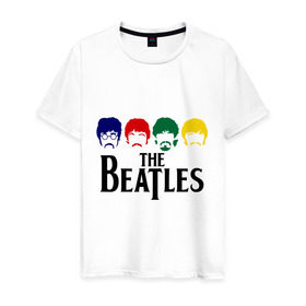Мужская футболка хлопок с принтом The Beatles 3 в Новосибирске, 100% хлопок | прямой крой, круглый вырез горловины, длина до линии бедер, слегка спущенное плечо. | beatles | harrison | lennon | mccartmey | starr | битлз