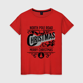 Женская футболка хлопок с принтом Merry christmas в Новосибирске, 100% хлопок | прямой крой, круглый вырез горловины, длина до линии бедер, слегка спущенное плечо | 2015 | merry christmas | ёлка | новый год | узор