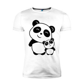 Мужская футболка премиум с принтом Милые панды в Новосибирске, 92% хлопок, 8% лайкра | приталенный силуэт, круглый вырез ворота, длина до линии бедра, короткий рукав | панда