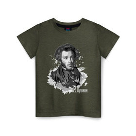 Детская футболка хлопок с принтом Пушкин в Новосибирске, 100% хлопок | круглый вырез горловины, полуприлегающий силуэт, длина до линии бедер | драматург | писатель | поэт | прозаик | пушкин