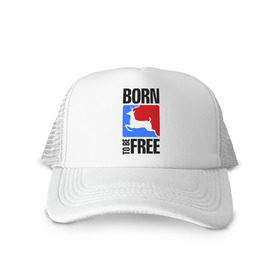 Кепка тракер с сеткой с принтом Born to be free в Новосибирске, трикотажное полотно; задняя часть — сетка | длинный козырек, универсальный размер, пластиковая застежка | born | free | олень | рожден | свобода | свободный