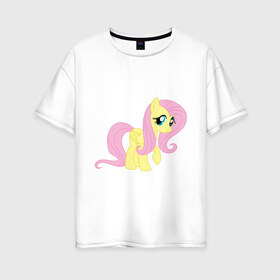 Женская футболка хлопок Oversize с принтом Пони пегас Флаттершай в Новосибирске, 100% хлопок | свободный крой, круглый ворот, спущенный рукав, длина до линии бедер
 | my little pony | пегас | пони | флаттершай