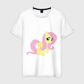 Мужская футболка хлопок с принтом Пони пегас Флаттершай в Новосибирске, 100% хлопок | прямой крой, круглый вырез горловины, длина до линии бедер, слегка спущенное плечо. | Тематика изображения на принте: my little pony | пегас | пони | флаттершай