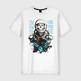 Мужская футболка премиум с принтом Бесконечный космос в Новосибирске, 92% хлопок, 8% лайкра | приталенный силуэт, круглый вырез ворота, длина до линии бедра, короткий рукав | infinite | interstellar | space | univers | астронавт | бесконечный космос | вселенная | интерстеллар | космонавт