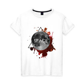 Женская футболка хлопок с принтом Планета в Новосибирске, 100% хлопок | прямой крой, круглый вырез горловины, длина до линии бедер, слегка спущенное плечо | infinite | interstellar | space | univers | астронавт | вселенная | интерстеллар | космонавт | луна | планета