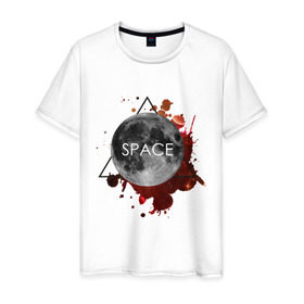 Мужская футболка хлопок с принтом Планета в Новосибирске, 100% хлопок | прямой крой, круглый вырез горловины, длина до линии бедер, слегка спущенное плечо. | infinite | interstellar | space | univers | астронавт | вселенная | интерстеллар | космонавт | луна | планета