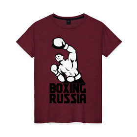 Женская футболка хлопок с принтом Boxing russia в Новосибирске, 100% хлопок | прямой крой, круглый вырез горловины, длина до линии бедер, слегка спущенное плечо | boxing | russia | бокс | россия