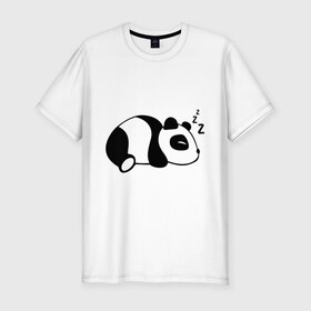 Мужская футболка премиум с принтом Панда спит в Новосибирске, 92% хлопок, 8% лайкра | приталенный силуэт, круглый вырез ворота, длина до линии бедра, короткий рукав | 