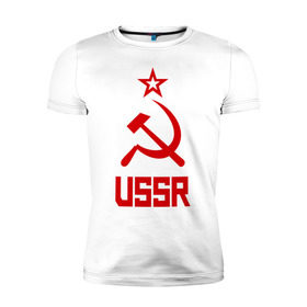 Мужская футболка премиум с принтом СССР - великая держава в Новосибирске, 92% хлопок, 8% лайкра | приталенный силуэт, круглый вырез ворота, длина до линии бедра, короткий рукав | ussr | патриот | россия | ссср | страна советов