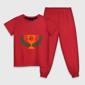 Детская пижама хлопок с принтом Чемпион по теннису в Новосибирске, 100% хлопок |  брюки и футболка прямого кроя, без карманов, на брюках мягкая резинка на поясе и по низу штанин
 | венок | кубок | лавр | теннис | чемпион