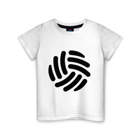 Детская футболка хлопок с принтом Волейбольный мячик в Новосибирске, 100% хлопок | круглый вырез горловины, полуприлегающий силуэт, длина до линии бедер | Тематика изображения на принте: волейбол