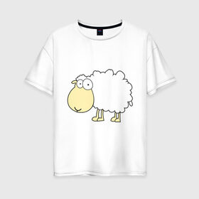 Женская футболка хлопок Oversize с принтом Милая овечка в Новосибирске, 100% хлопок | свободный крой, круглый ворот, спущенный рукав, длина до линии бедер
 | 2015 | new year | новый год | овечка | овца