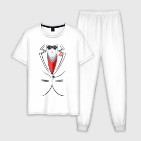 Мужская пижама хлопок с принтом Костюм жениха в Новосибирске, 100% хлопок | брюки и футболка прямого кроя, без карманов, на брюках мягкая резинка на поясе и по низу штанин
 | Тематика изображения на принте: бабочка